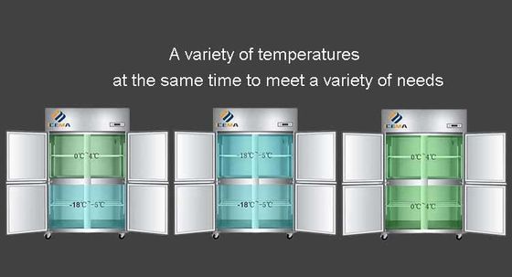 -18~-0 & 0~8 Grad 4 Türen Gewerblicher Einfrierschrank 1230mm Länge 680mm Breite 1970mm Höhe