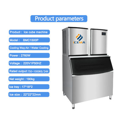 Guter Preis Kommerzielle Eiswürfelmaschine 1000KG/24H 3000W 1 Tonne für Kaffeebar/Restaurant/Hotels Online