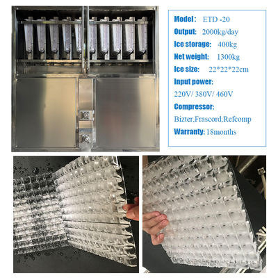 Energieeinsparung ICEMA 1T-10T Industrielle Würfel-Eismaschine für die Lebensmittel- und Getränkeindustrie