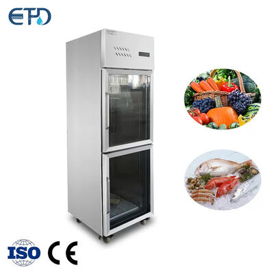 kaufen 0-8 Grad 2-türiger aufrechter Kühlschrank mit Gefrierfach nebeneinander Edelstahl 400 Liter für Restaurant Online-Herstellung